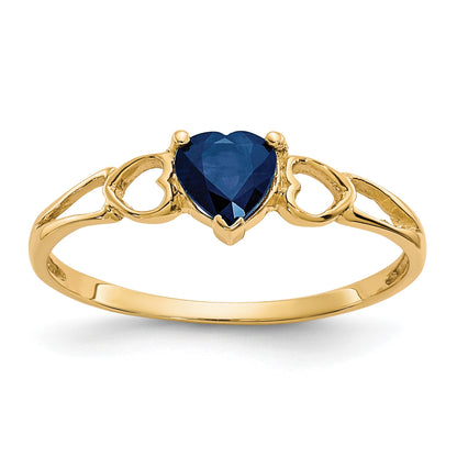 14k 5mm Heart Sapphire Birthstone Ring