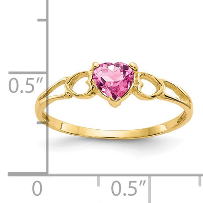 14k 5mm Heart Pink Tourmaline Birthstone Ring