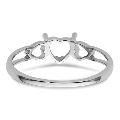 14k White Gold 5mm Heart Birthstone Ring Mounting
