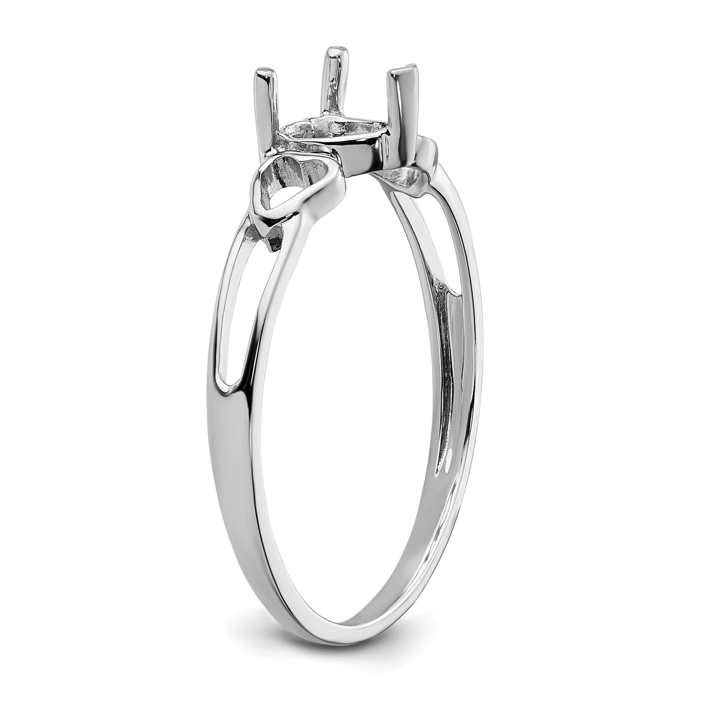 14k White Gold 5mm Heart Birthstone Ring Mounting