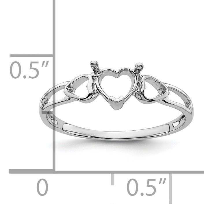 14k White Gold 5mm Heart Birthstone Ring Mounting