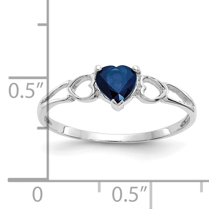 14k White Gold 5mm Heart Sapphire Birthstone Ring