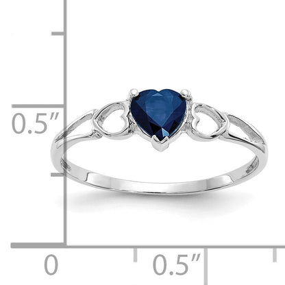 14k White Gold 5mm Heart Sapphire Birthstone Ring