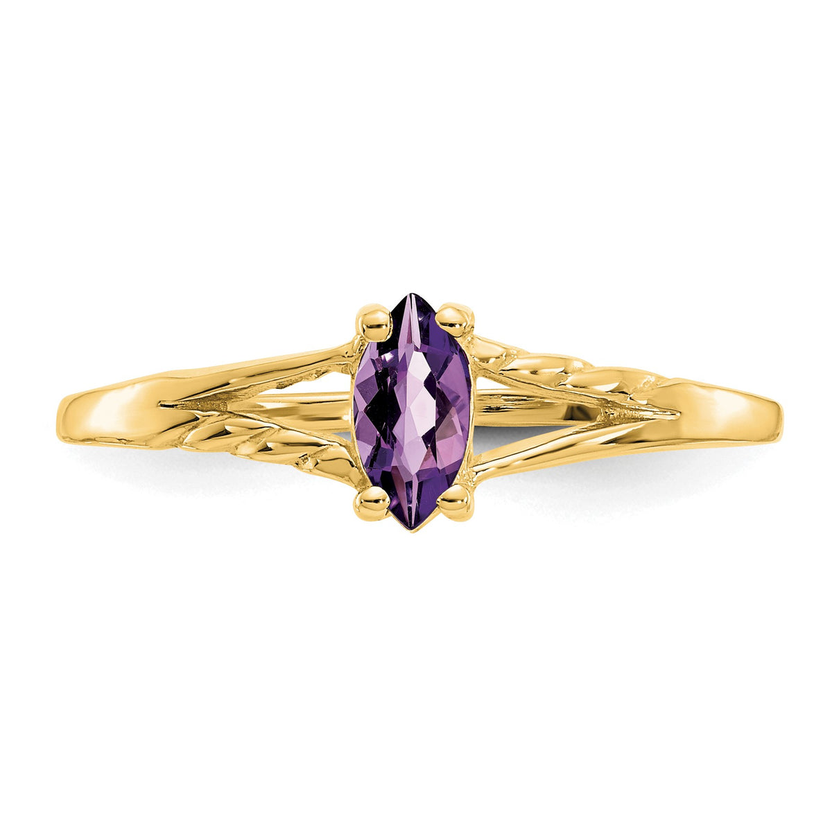 14k 6x3 Marquise Amethyst Birthstone Ring