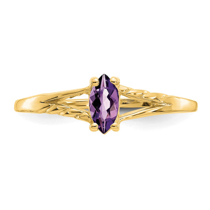 14k 6x3 Marquise Amethyst Birthstone Ring