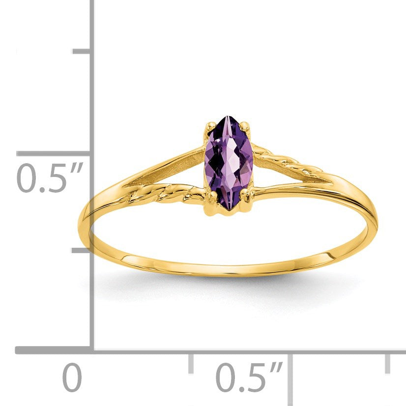 14k 6x3 Marquise Amethyst Birthstone Ring