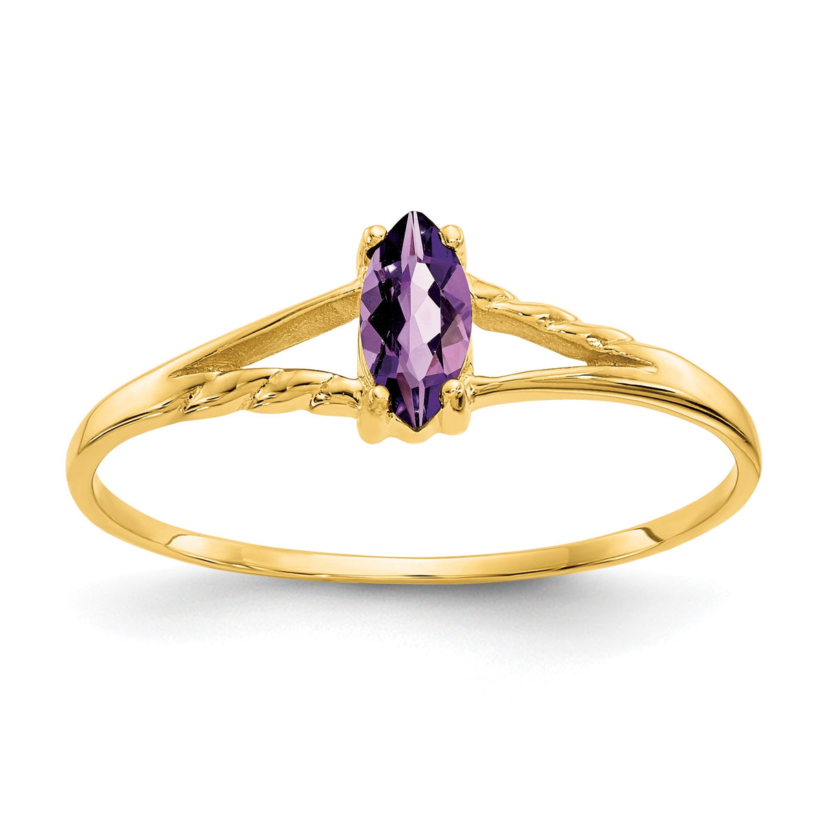 14k 6x3 Marquise Amethyst Birthstone Ring