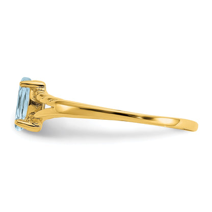 14k 6x3 Marquise Aquamarine Birthstone Ring