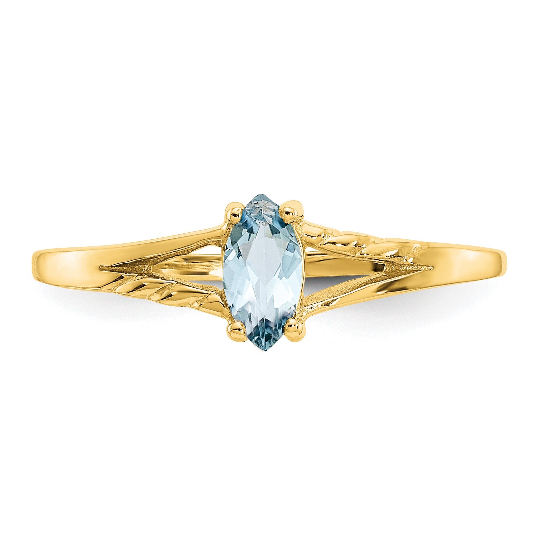 14k 6x3 Marquise Aquamarine Birthstone Ring