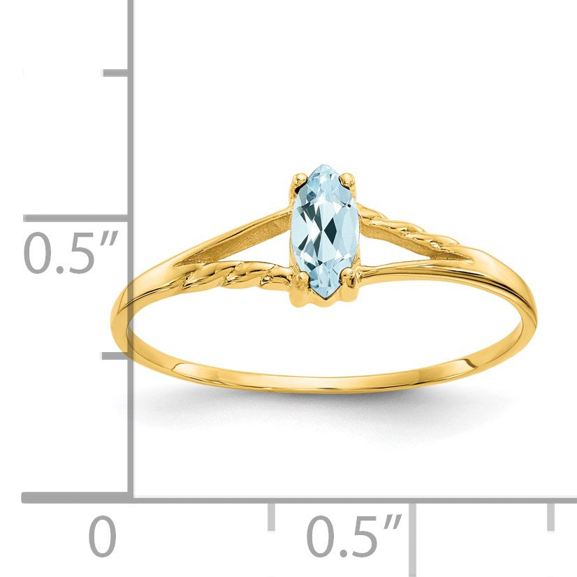 14k 6x3 Marquise Aquamarine Birthstone Ring