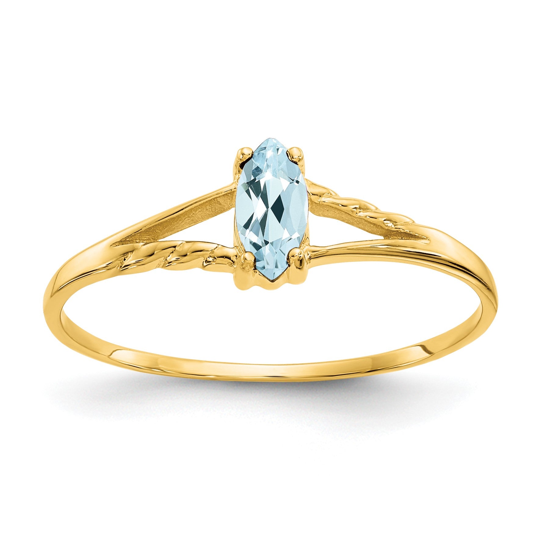 14k 6x3 Marquise Aquamarine Birthstone Ring