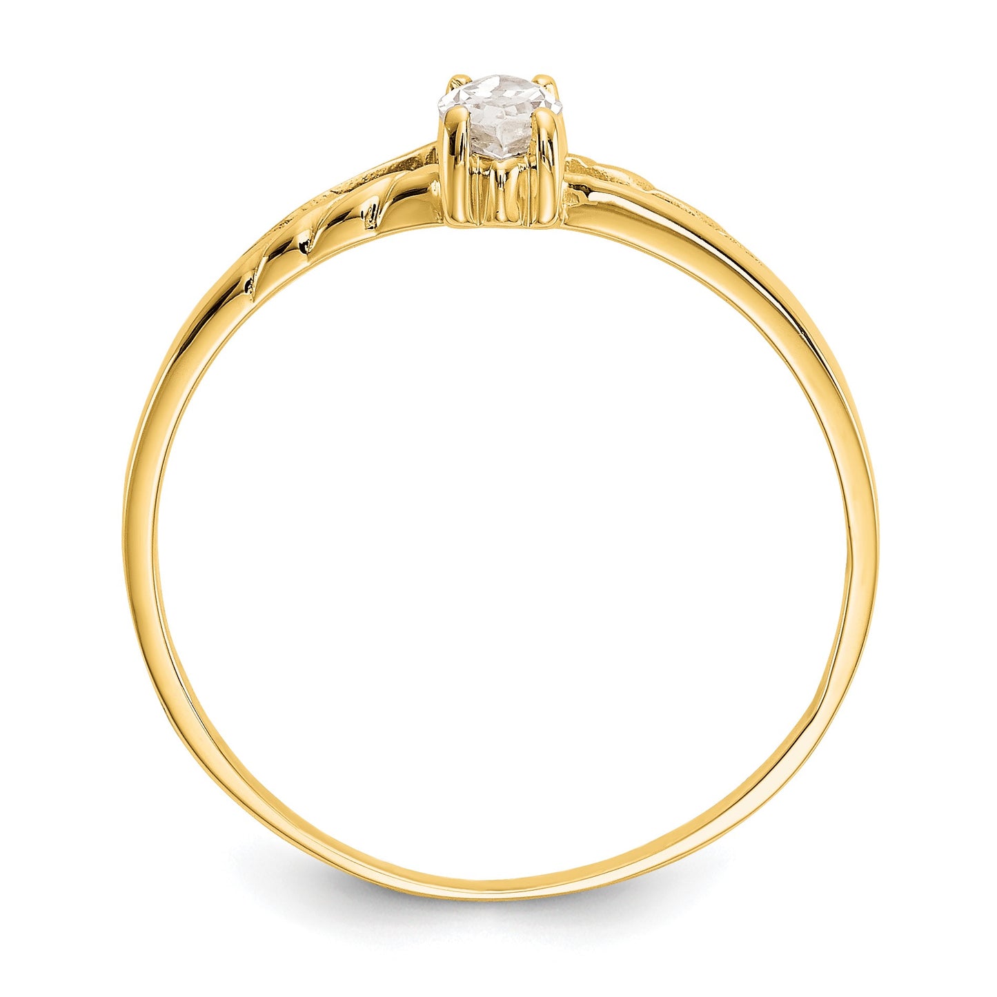 14k 6x3 Marquise White Topaz Birthstone Ring