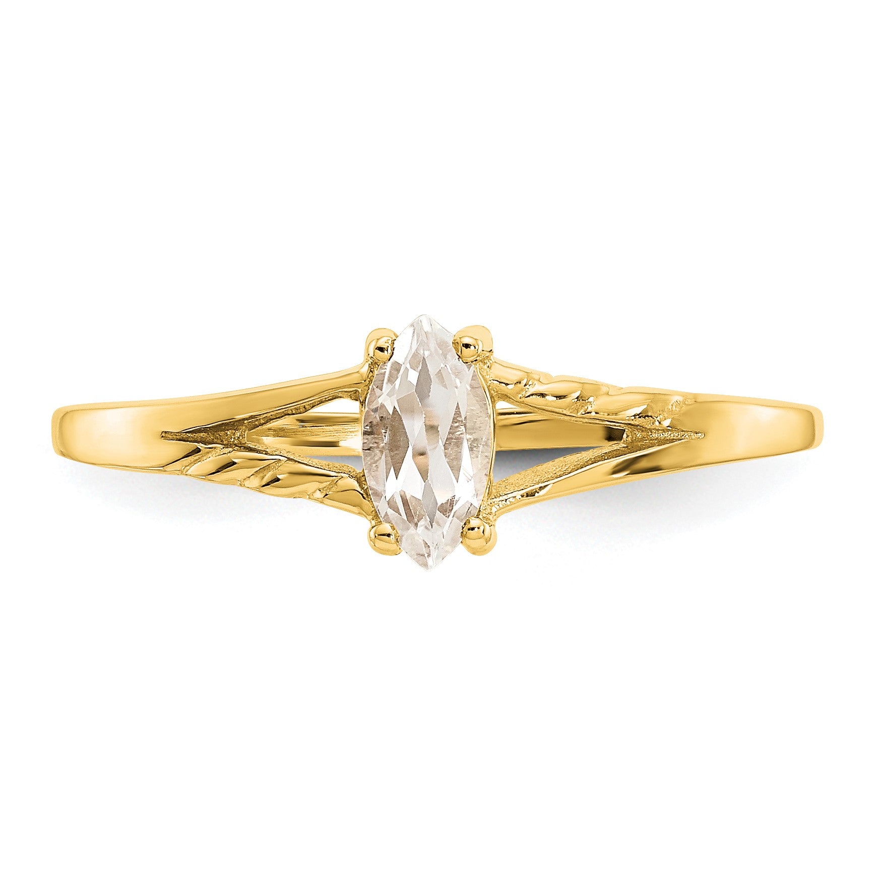 14k 6x3 Marquise White Topaz Birthstone Ring