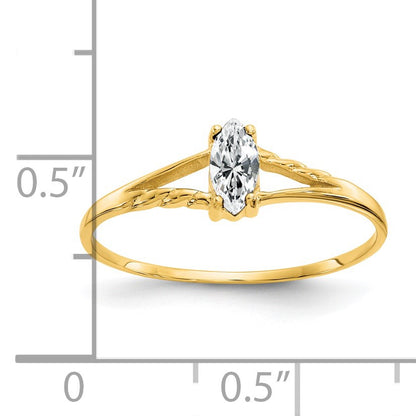 14k 6x3 Marquise White Topaz Birthstone Ring