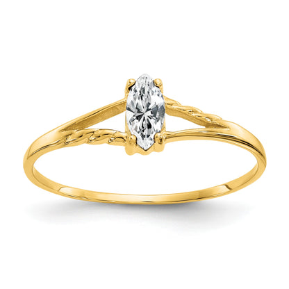 14k 6x3 Marquise White Topaz Birthstone Ring