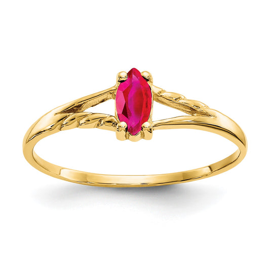 14k 6x3 Marquise Ruby Birthstone Ring