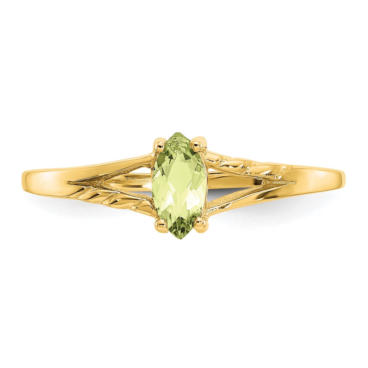 14k 6x3 Marquise Peridot Birthstone Ring
