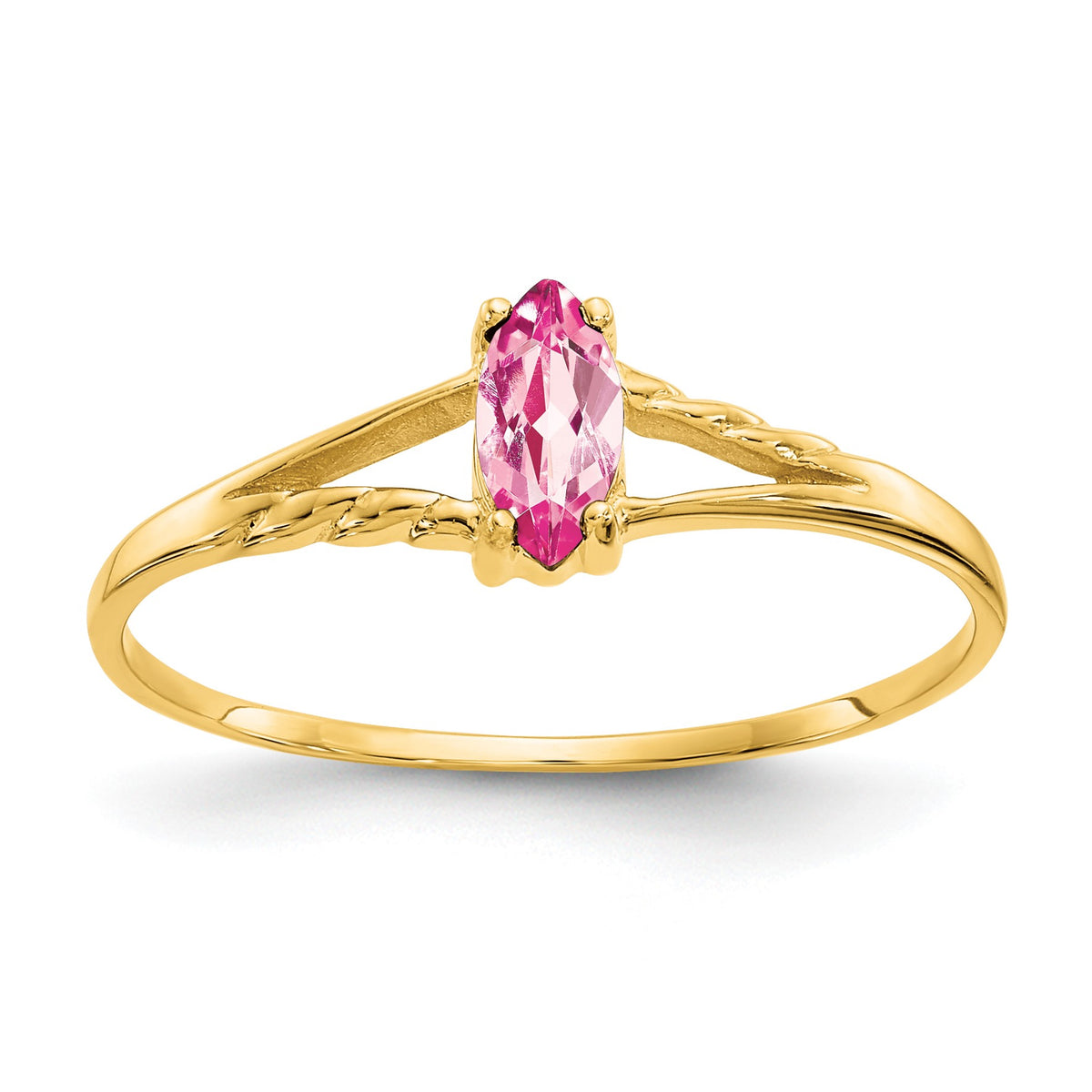 14k 6x3 Marquise Pink Tourmaline Birthstone Ring