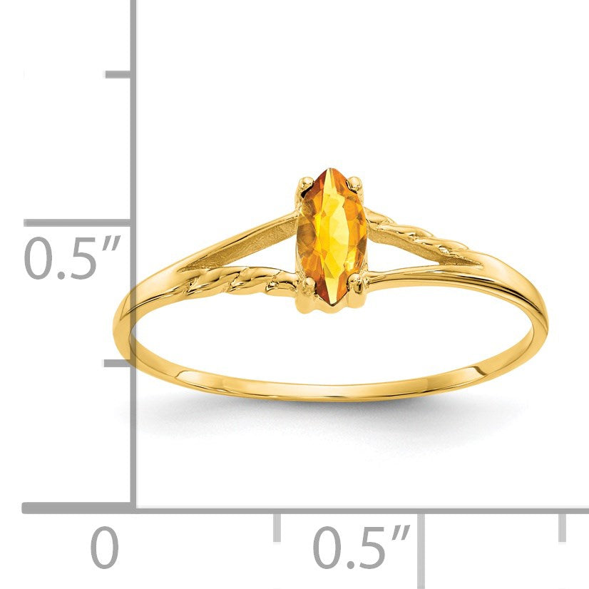 14k 6x3 Marquise Citrine Birthstone Ring
