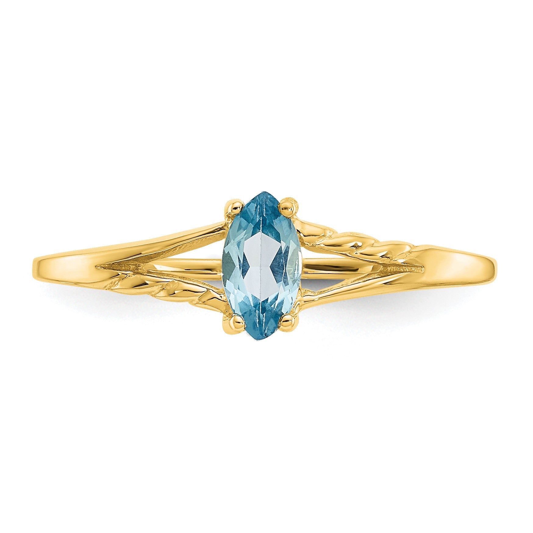 14k 6x3 Marquise Blue Topaz Birthstone Ring