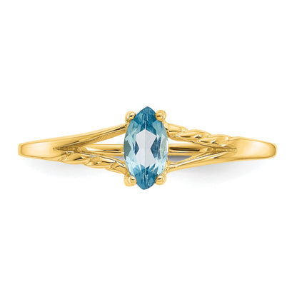 14k 6x3 Marquise Blue Topaz Birthstone Ring