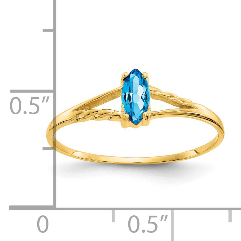 14k 6x3 Marquise Blue Topaz Birthstone Ring