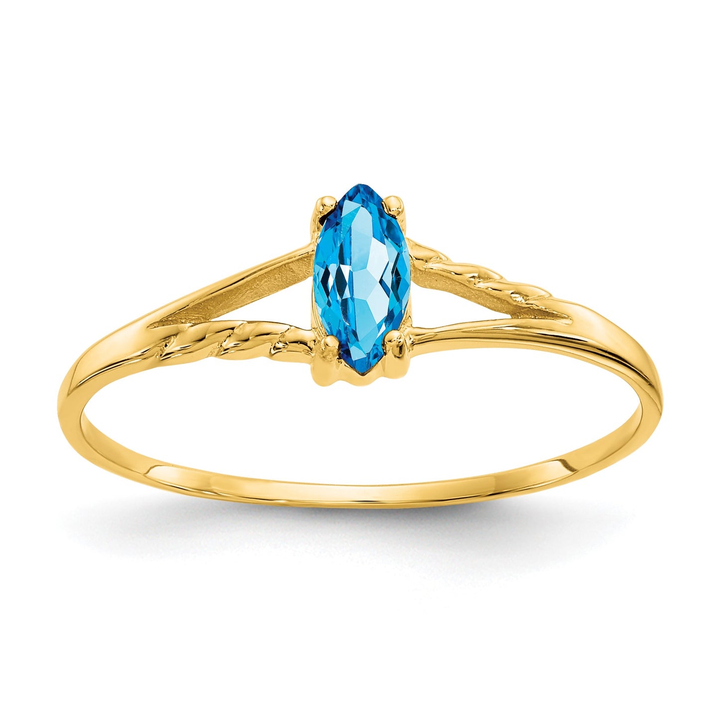 14k 6x3 Marquise Blue Topaz Birthstone Ring