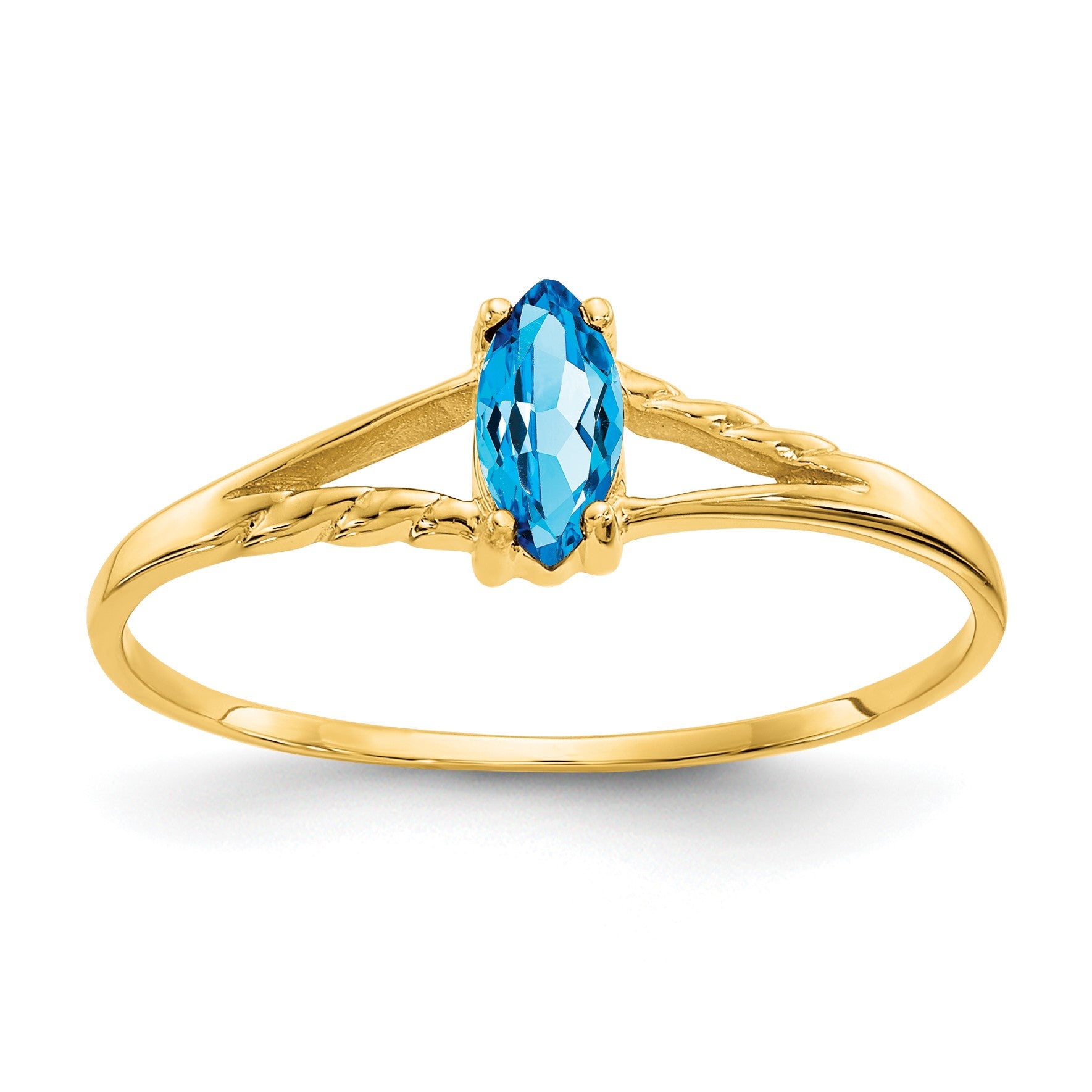 14k 6x3 Marquise Blue Topaz Birthstone Ring