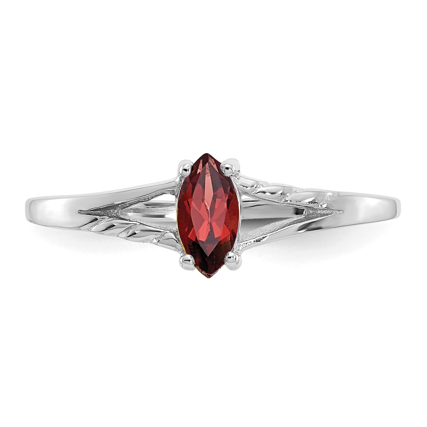 14k White Gold 6x3 Marquise Garnet Birthstone Ring