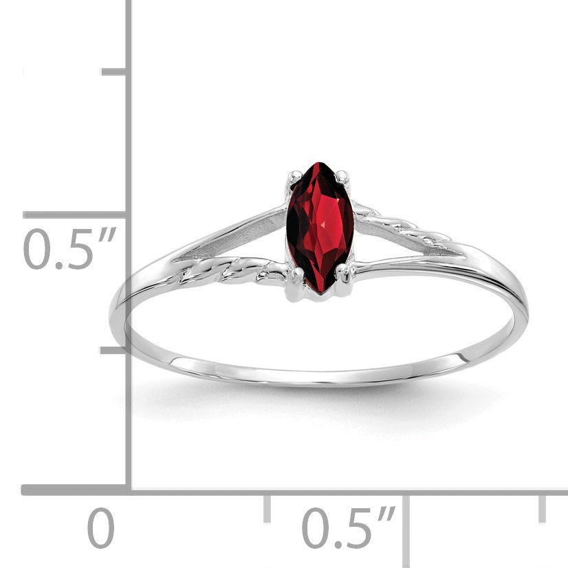 14k White Gold 6x3 Marquise Garnet Birthstone Ring