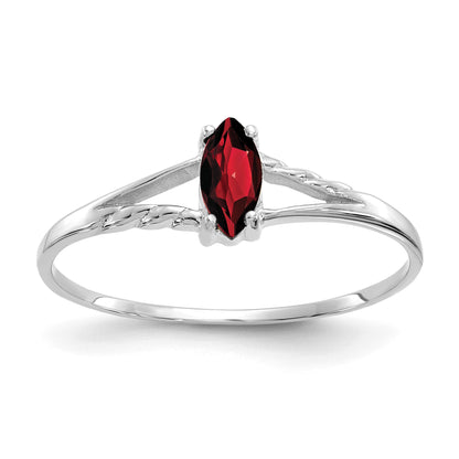 14k White Gold 6x3 Marquise Garnet Birthstone Ring
