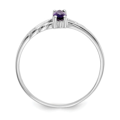 14k White Gold 6x3 Marquise Amethyst Birthstone Ring