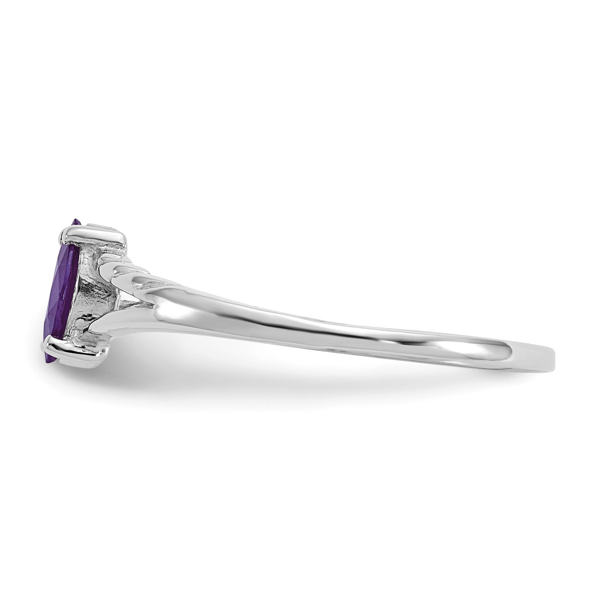 14k White Gold 6x3 Marquise Amethyst Birthstone Ring