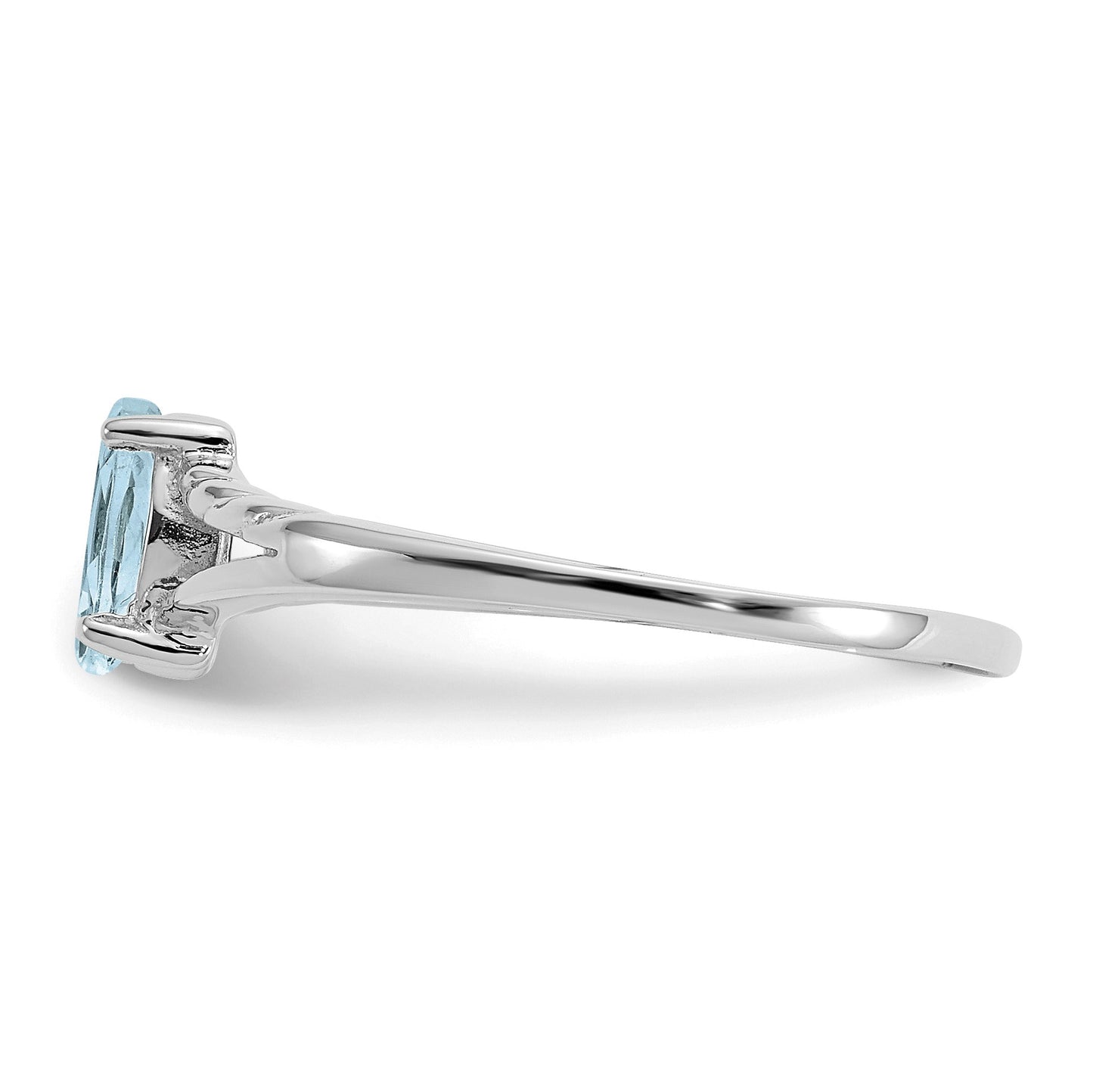 14k White Gold 6x3 Marquise Aquamarine Birthstone Ring
