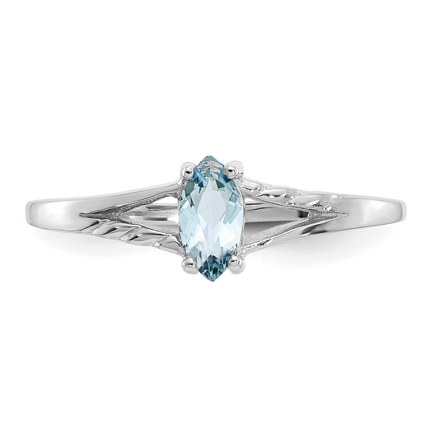 14k White Gold 6x3 Marquise Aquamarine Birthstone Ring