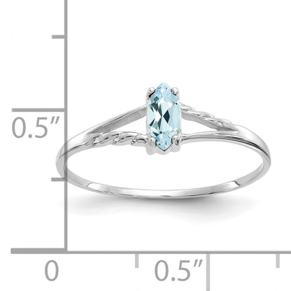 14k White Gold 6x3 Marquise Aquamarine Birthstone Ring