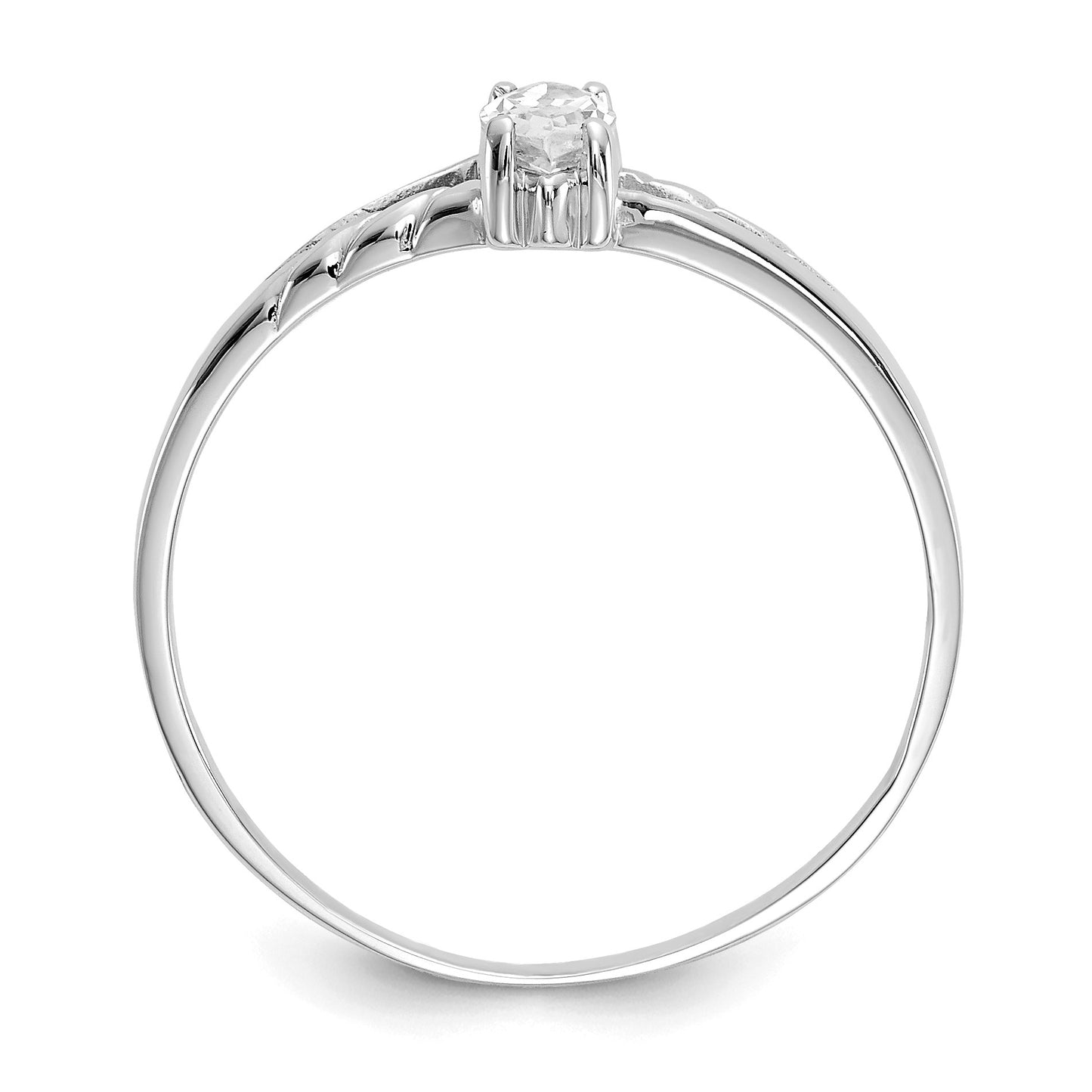 14k White Gold 6x3 Marquise White Topaz Birthstone Ring