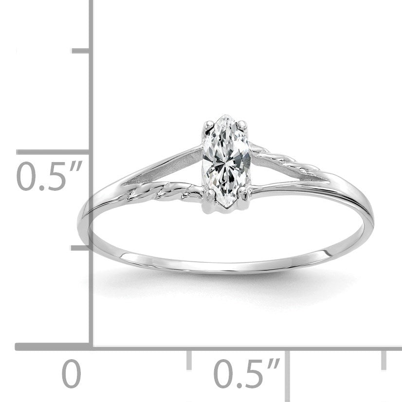 14k White Gold 6x3 Marquise White Topaz Birthstone Ring