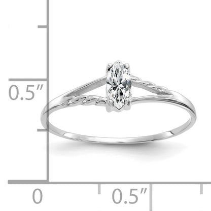 14k White Gold 6x3 Marquise White Topaz Birthstone Ring
