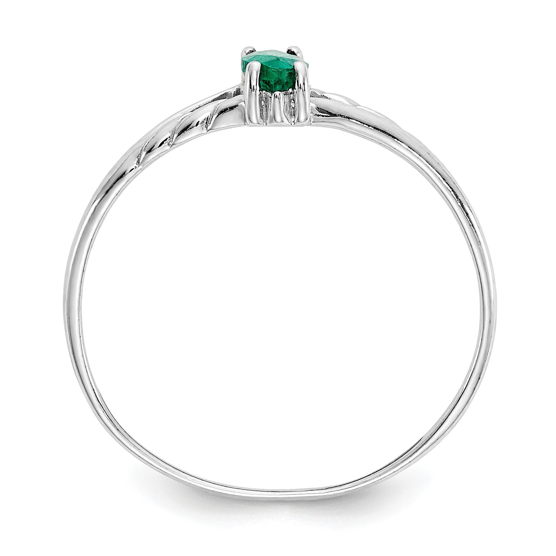 14k White Gold 6x3 Marquise Emerald Birthstone Ring