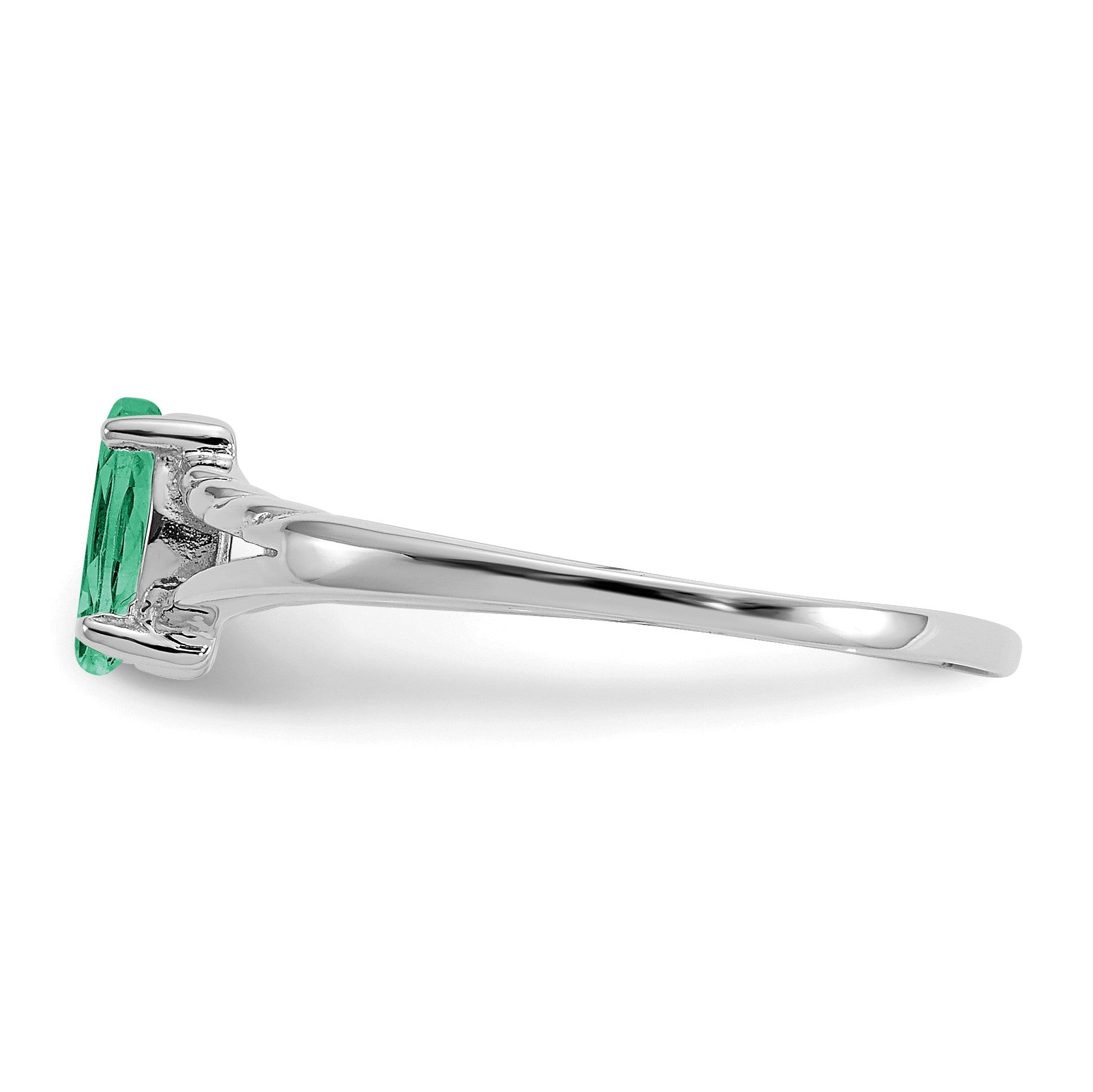 14k White Gold 6x3 Marquise Emerald Birthstone Ring