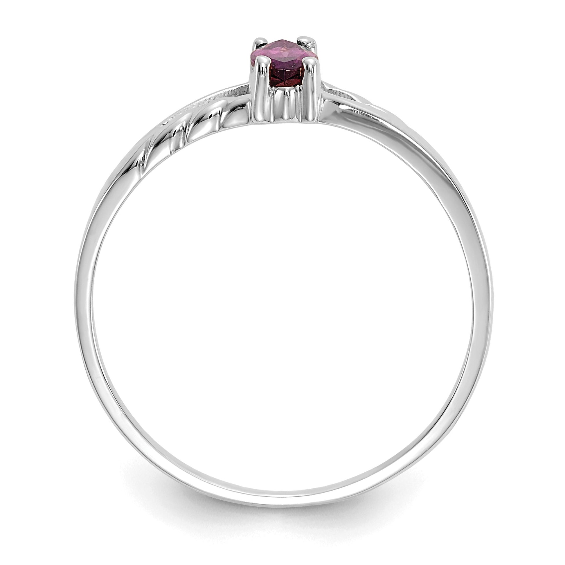 14k White Gold 6x3 Marquise Rhodolite Garnet Birthstone Ring