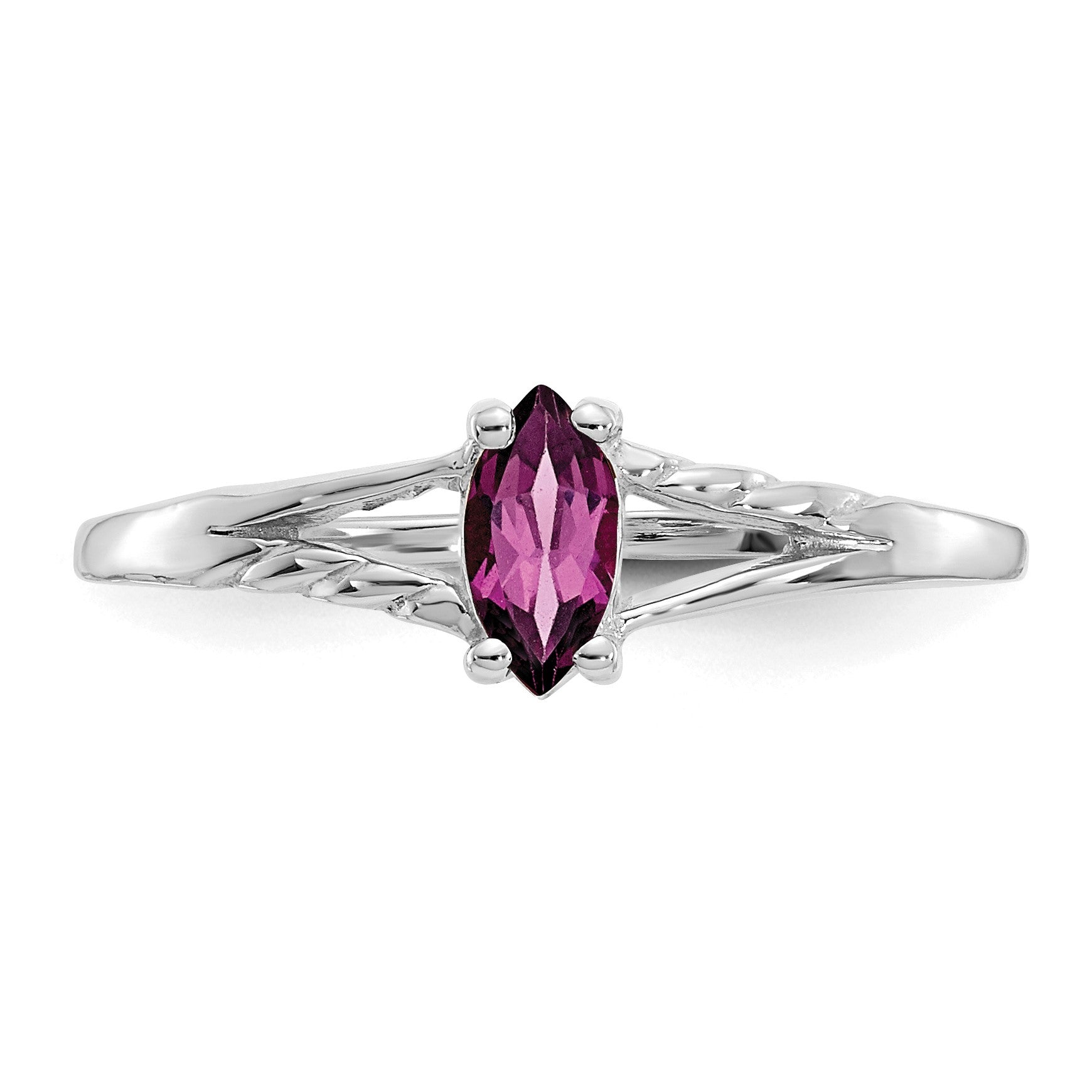 14k White Gold 6x3 Marquise Rhodolite Garnet Birthstone Ring