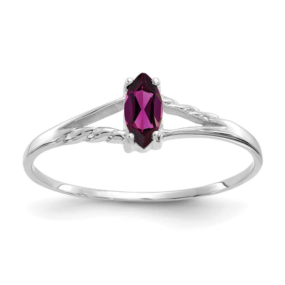 14k White Gold 6x3 Marquise Rhodolite Garnet Birthstone Ring