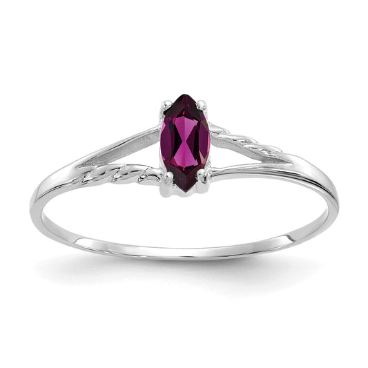 14k White Gold 6x3 Marquise Rhodolite Garnet Birthstone Ring