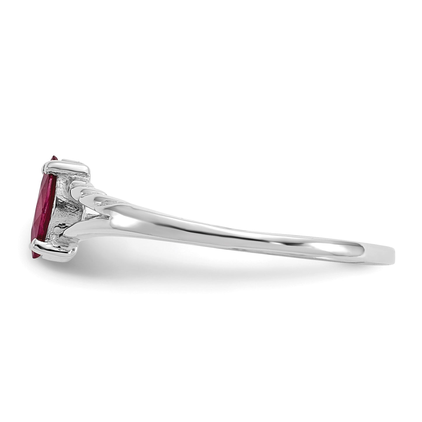14k White Gold 6x3 Marquise Ruby Birthstone Ring