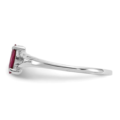 14k White Gold 6x3 Marquise Ruby Birthstone Ring