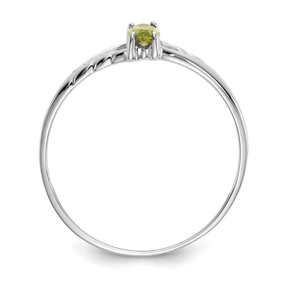 14k White Gold 6x3 Marquise Peridot Birthstone Ring