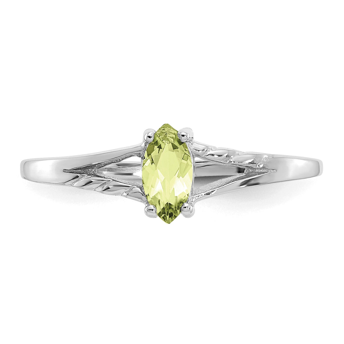 14k White Gold 6x3 Marquise Peridot Birthstone Ring