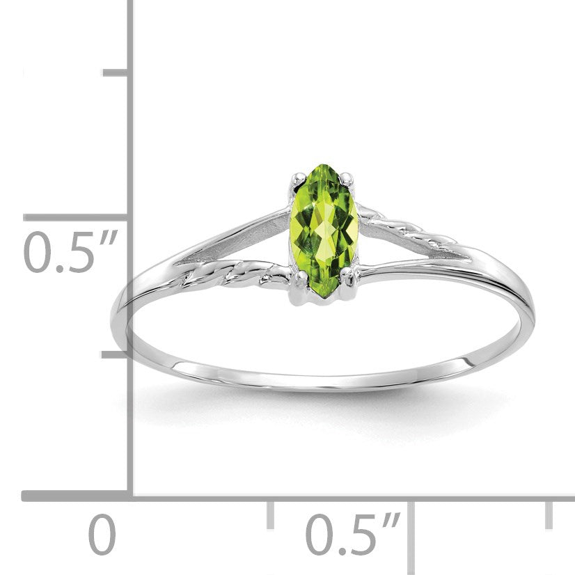 14k White Gold 6x3 Marquise Peridot Birthstone Ring